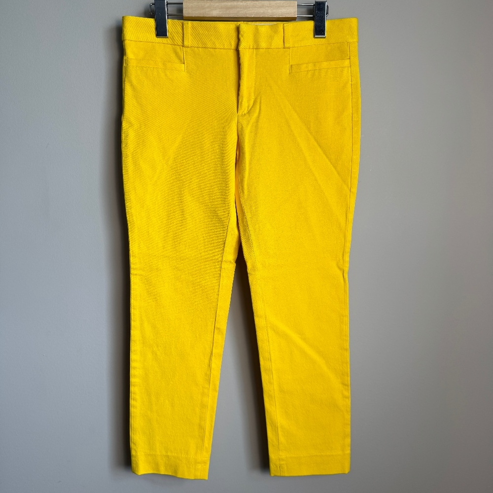 Banana Republic Women's Sloan Casual Dress Ankle Pant Yellow Sz 4 Preppy Stretch